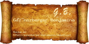Günszberger Benjamina névjegykártya